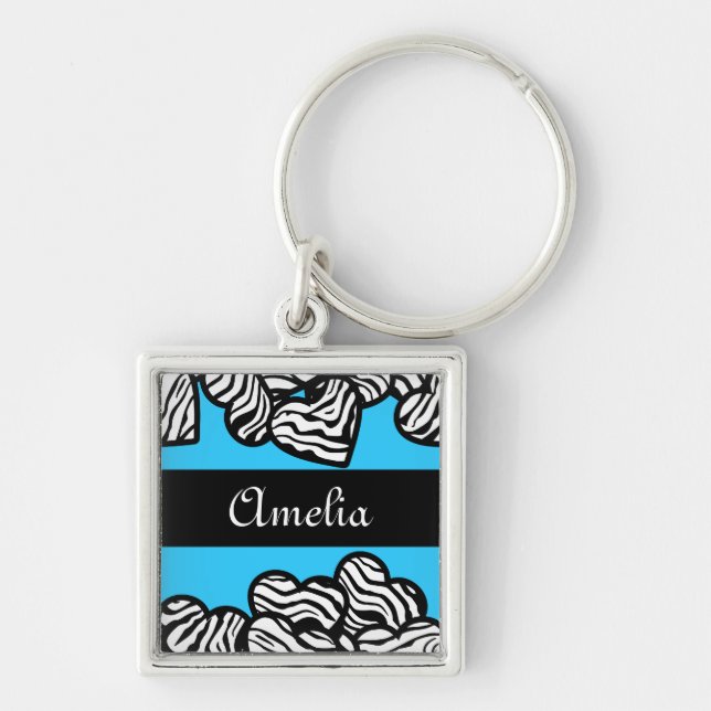 Zebra hearts Keychain (Front)
