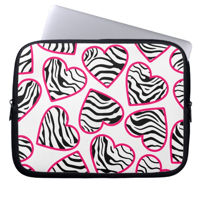 Zebra hearts Laptop Sleeve (Front)