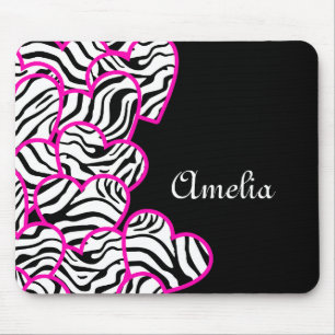 Zebra hearts mousepad