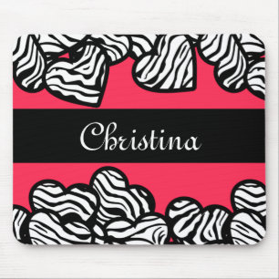 Zebra hearts mousepad