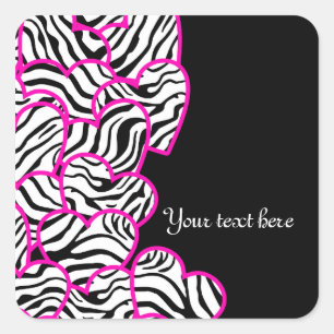 Zebra hearts sticker