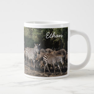 Zebra Herd Personalize Name Seriously  Large Coffee Mug