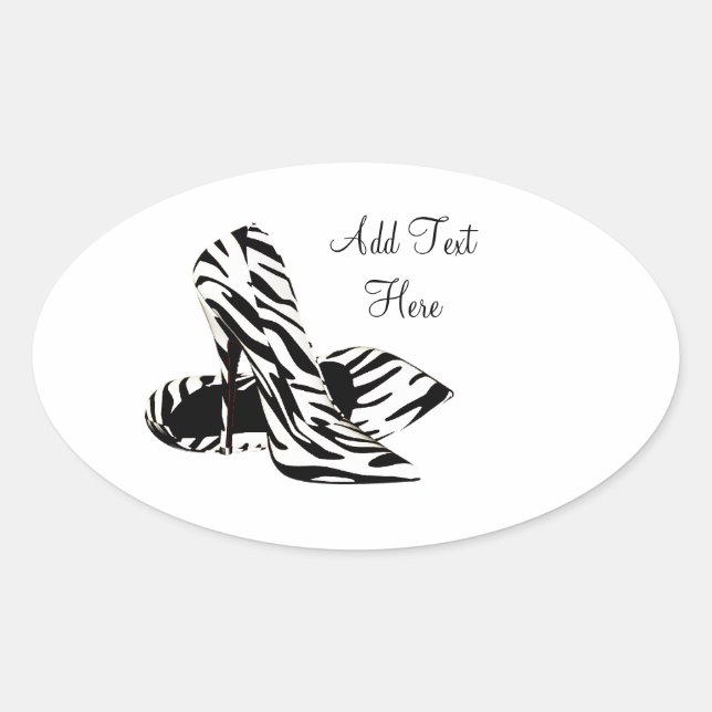 Zebra High Heel Shoes Envelope Seal Sticker Labels (Front)