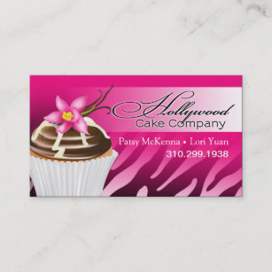 Zebra Hollywood Cupcakes - ombre fuschia Business Card