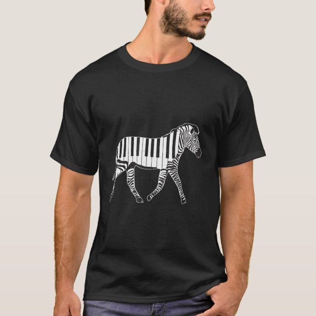 Zebra Horse Piano Keys Notes Keyboard Piano Pianis T-Shirt (Front)