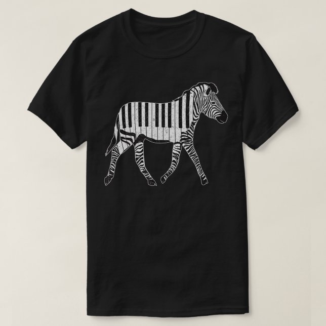 Zebra Horse Piano Sheet Music Keyboard Piano Music T-Shirt (Design Front)
