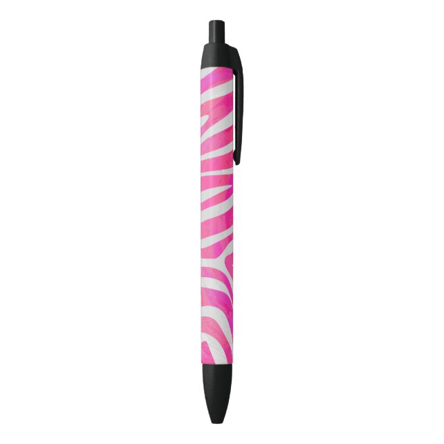 Zebra Hot Pink and White Print Black Ink Pen (Bottom (Vertical))