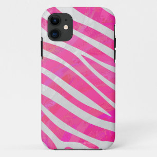 Zebra Hot Pink and White Print iPhone 11 Case
