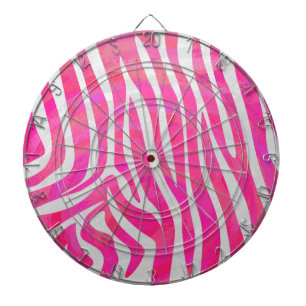 Zebra Hot Pink and White Print Dartboard