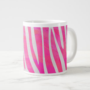 Zebra Hot Pink and White Print Large Coffee Mug