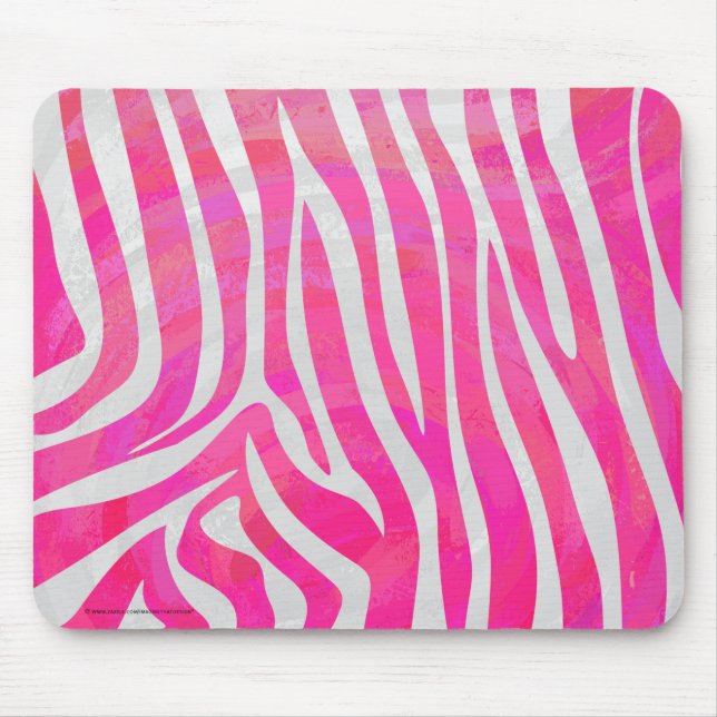 Zebra Hot Pink and White Print Mouse Mat (Front)