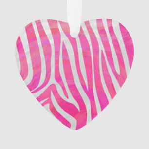 Zebra Hot Pink and White Print Ornament