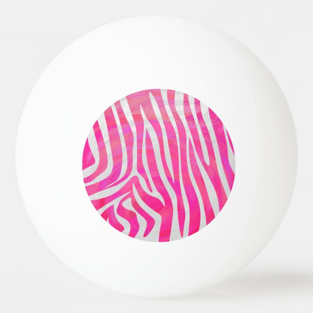 Zebra Hot Pink and White Print Ping Pong Ball (Front)