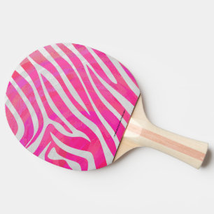 Zebra Hot Pink and White Print Ping Pong Paddle