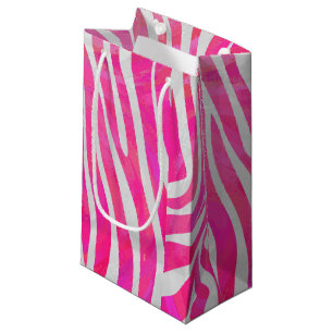 Zebra Hot Pink and White Print Small Gift Bag