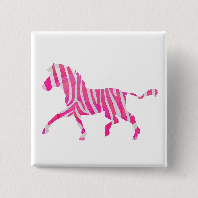 Zebra Hot Pink and White Silhouette 15 Cm Square Badge (Front)