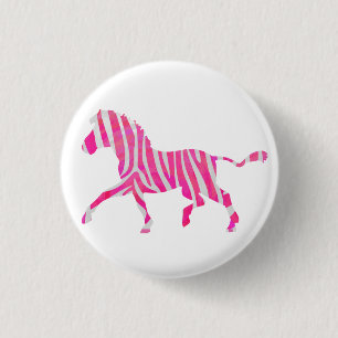 Zebra Hot Pink and White Silhouette 3 Cm Round Badge