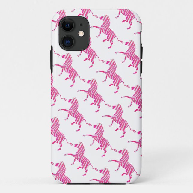 Zebra Hot Pink and White Silhouette Case-Mate iPhone Case (Back)