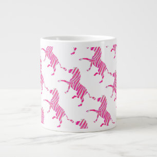 Zebra Hot Pink and White Silhouette Large Coffee Mug