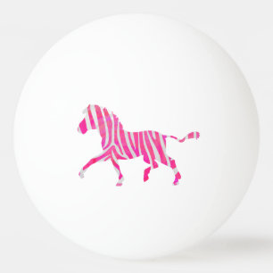 Zebra Hot Pink and White Silhouette Ping Pong Ball