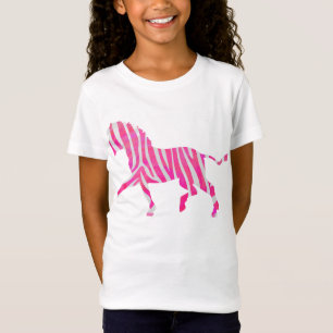 Zebra Hot Pink and White Silhouette T-Shirt