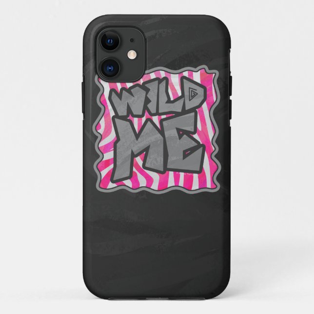 Zebra Hot Pink and White Wild Me Case-Mate iPhone Case (Back)