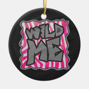 Zebra Hot Pink and White Wild Me Ceramic Tree Decoration