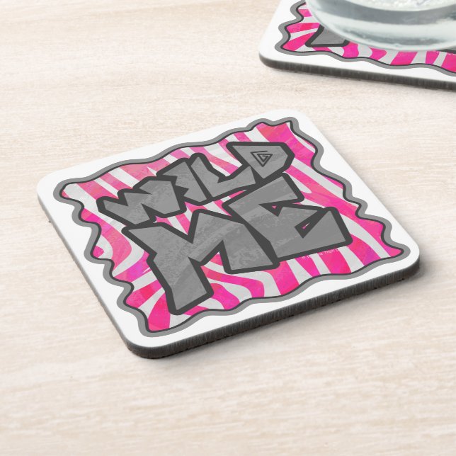 Zebra Hot Pink and White Wild Me Coaster (Left Side)