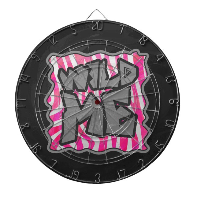 Zebra Hot Pink and White Wild Me Dartboard (Front)