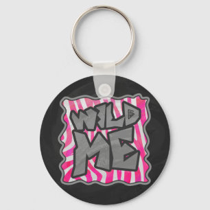 Zebra Hot Pink and White Wild Me Key Ring