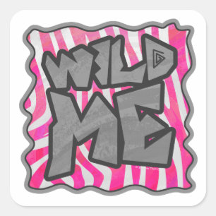 Zebra Hot Pink and White Wild Me Square Sticker