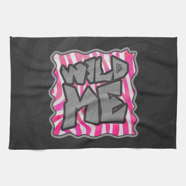 Zebra Hot Pink and White Wild Me Tea Towel (Horizontal)