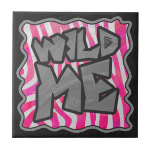 Zebra Hot Pink and White Wild Me Tile
