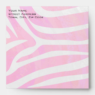 Zebra Hot Pink and White with Monogram Envelopes