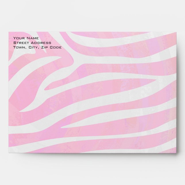 Zebra Hot Pink and White with Monogram Envelopes (Front)