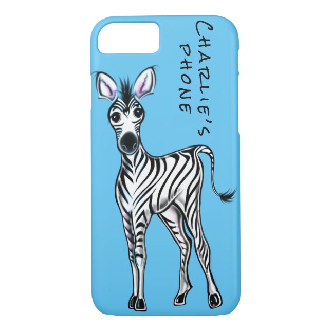Zebra illustration- blue Case-Mate iPhone case (Back)