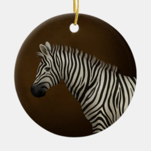 Zebra Illustration Exotic Wildlife Personalised Ceramic Tree Decoration