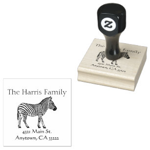 Zebra Illustration Personalised Rubber Stamp