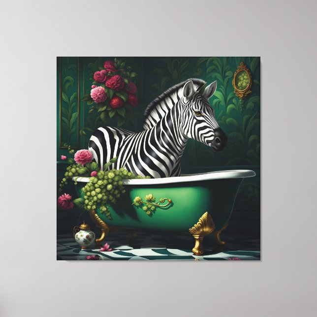 Zebra in a Bathtub Canvas Print (Front)