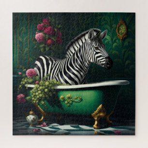 Zebra in a Bathtub Jigsaw Puzzle
