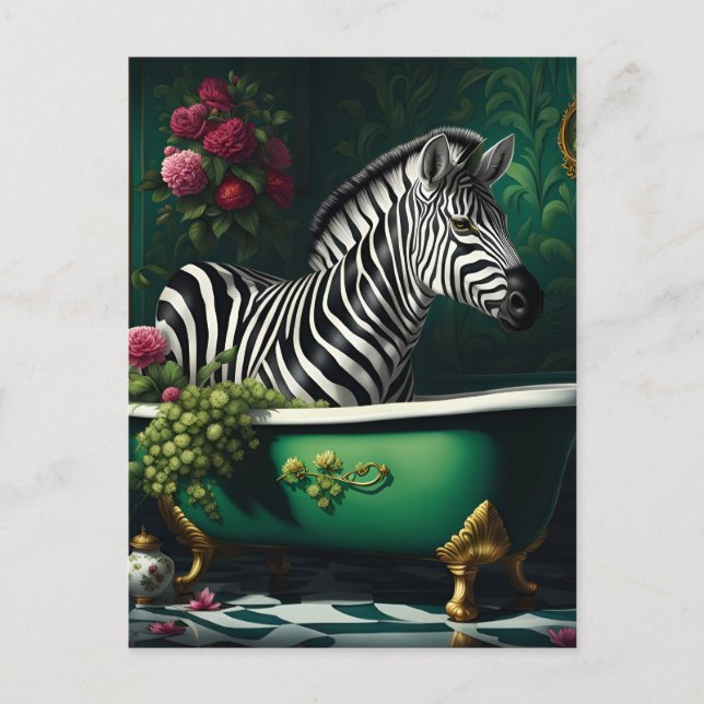 Zebra in a Bathtub Postcard (Front)