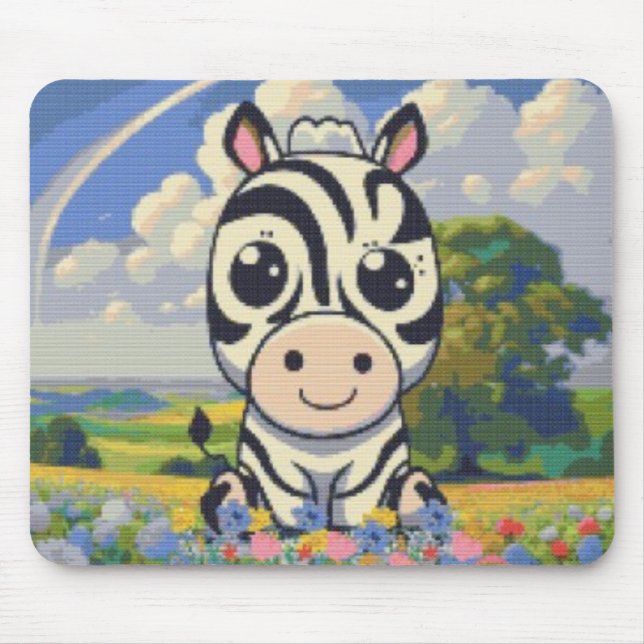 Zebra in a flower patch! mouse mat (Front)