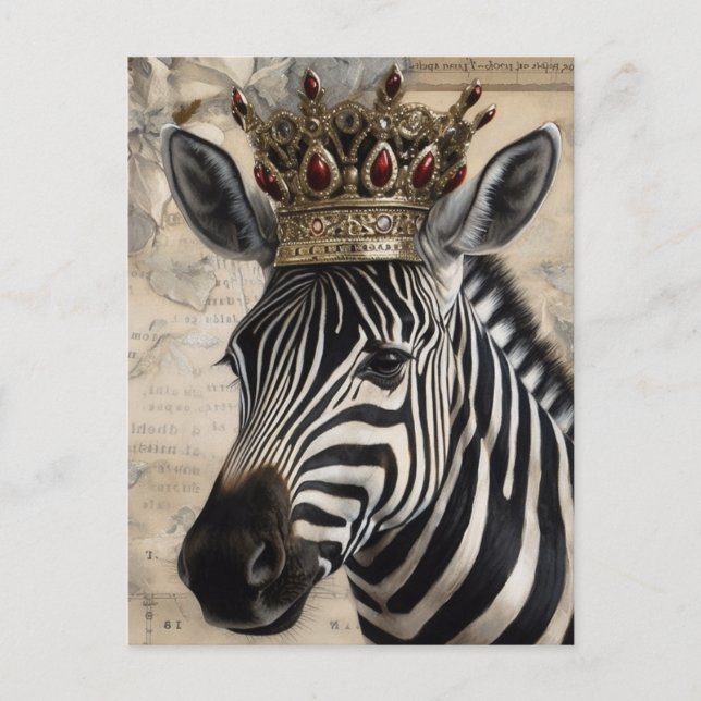 Zebra in a Ruby Crown Postcard (Front)