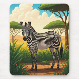 Zebra in African Savannah Mouse Mat
