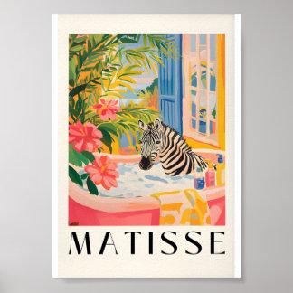Zebra In Bathtub Funny Poster, Bathroom Wall Art, Poster