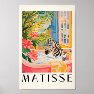 Zebra In Bathtub Funny Poster, Bathroom Wall Art, Poster
