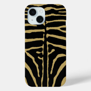 Zebra in Black and Gold iPhone 15 Case