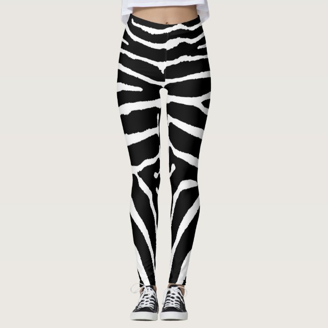 Zebra in Black and White Leggings (Front)