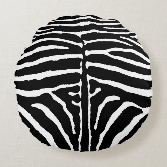 Zebra in Black and White Round Cushion (Front)