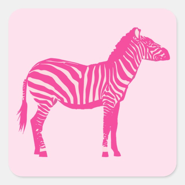 Zebra in Fuchsia and Light Pink Stripes Square Sti Square Sticker (Front)